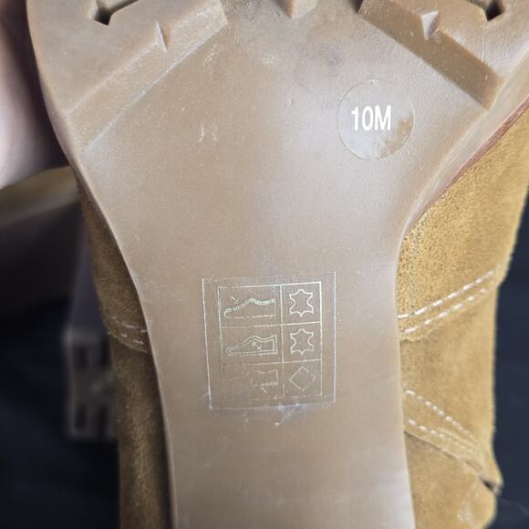 Preloved Tory Burch Sofia Logo Ring High Heel Ankle Suede Leather Booties Brown - Picture 11 of 12